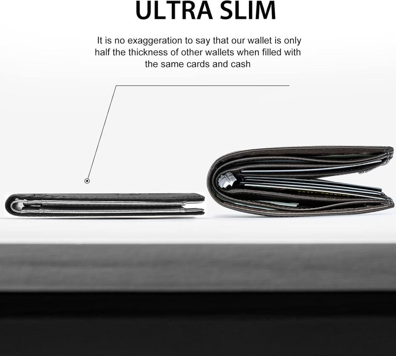 GSOIAX Slim Wallet for Men RFID Blocking Bifold Wallet Carbon Fiber Front Pocket Wallet with 11 Card Holder Minimalist Mens Wallet with Gift Box(Carbon Fiber and Sliver) - Image 2